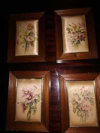 Quadros de cetim com flores