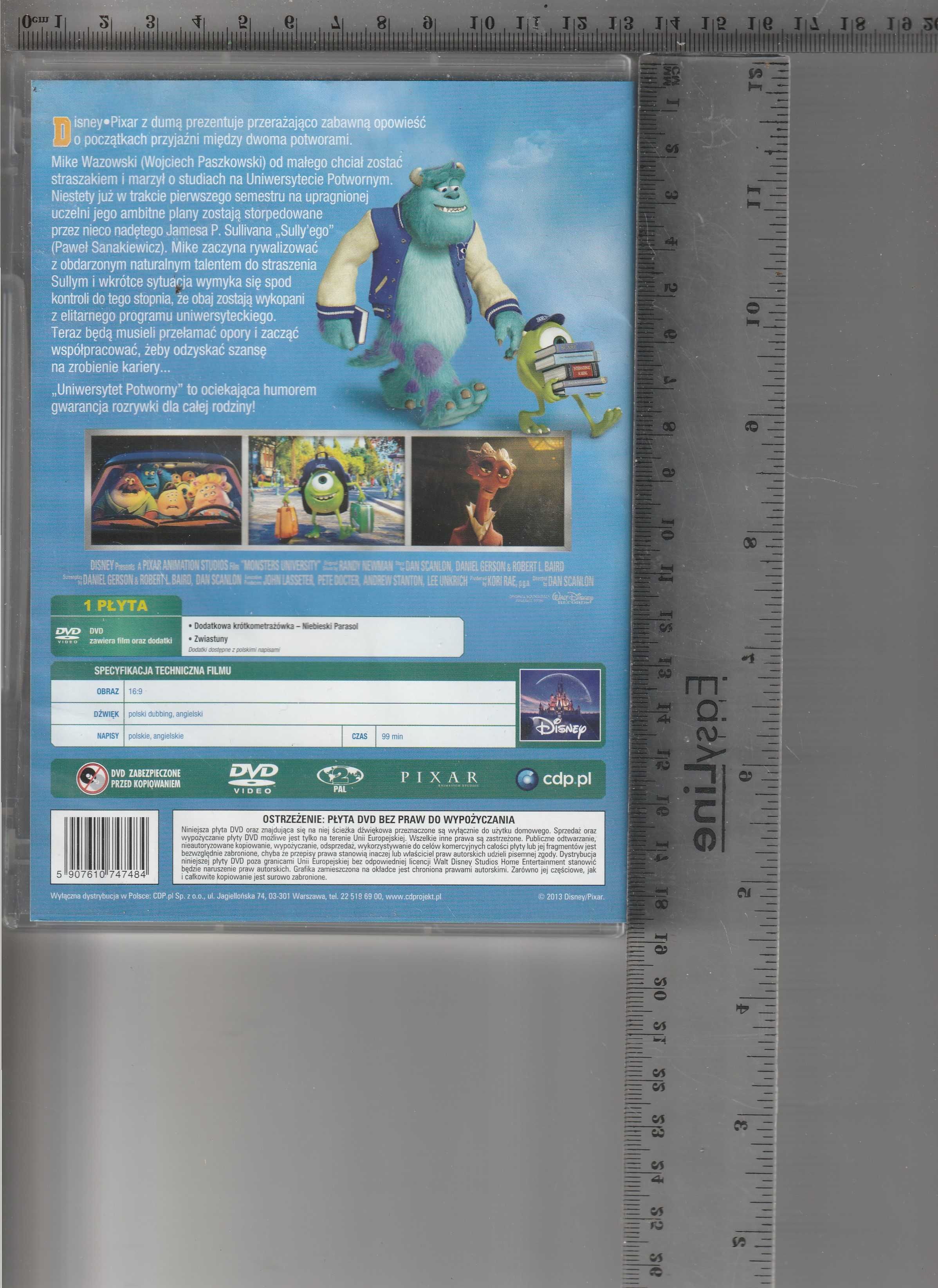 Uniwersytet Potworny Disney Pixar DVD