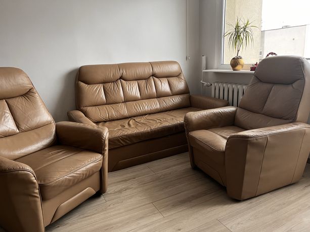 Komplet wypoczynkowy skora sofa fotel Ivera Meblomak