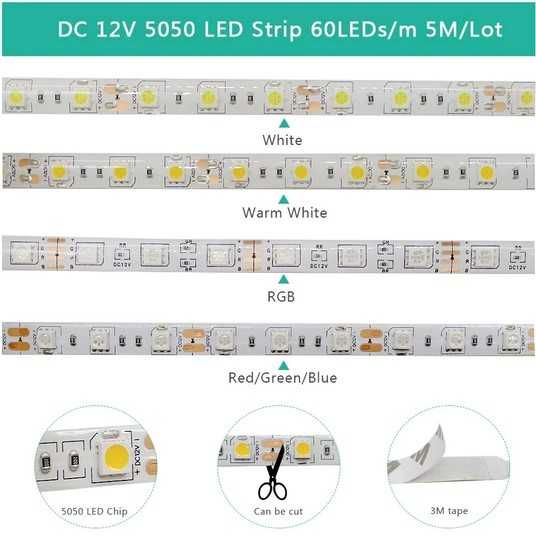 Fita Led SMD2835 ou 5050 60led/m 300leds 12VDC Rolo 5mt