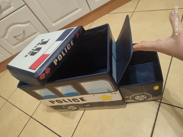 Nowy kosz pojemnik na zabawki dla dziecka Policja