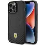 Etui Ferrari Carbon Metal Logo MagSafe na iPhone 15 Pro Max - czarne