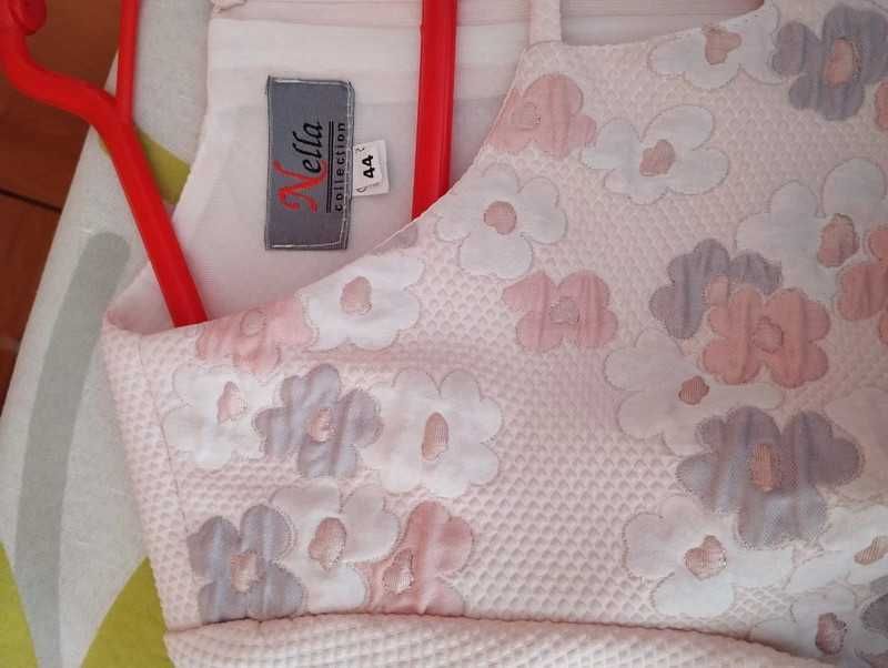 Jasnoróżowa sukienka w kwiaty XXL 44 na wesele komunię koktajlowa