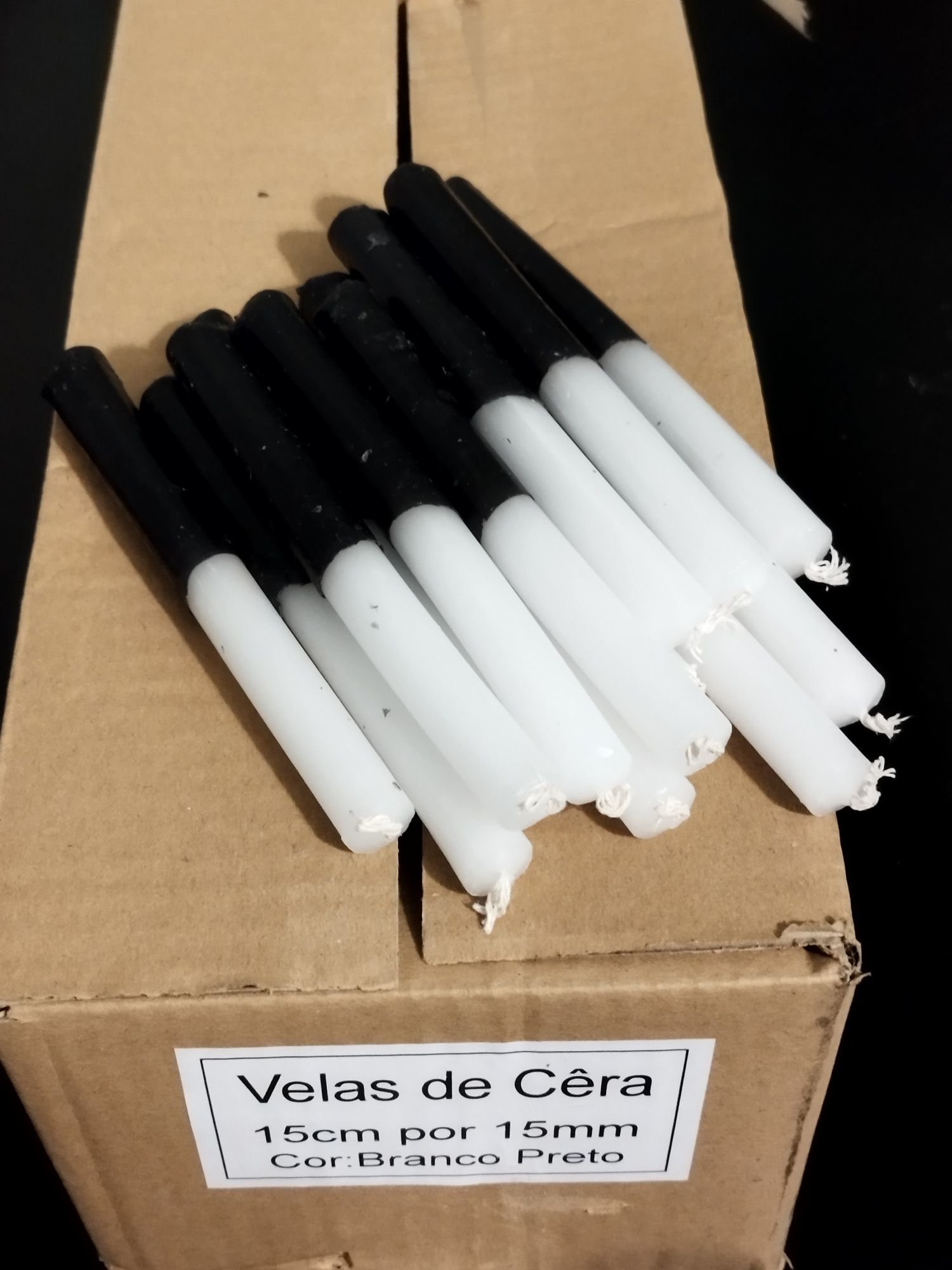 200 velas pretas e brancas, vela bicolor de ritual