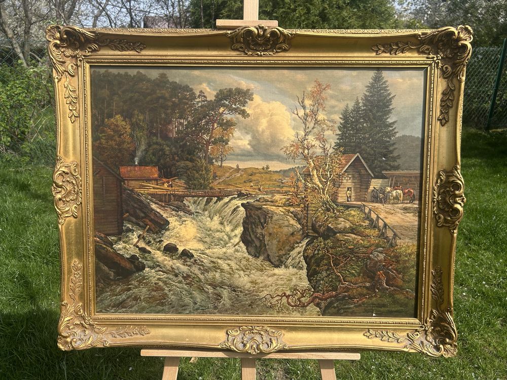 Obraz – Nadruk na płótnie  Złota rama drewniana rzeźbiona 70 x 87,5 cm