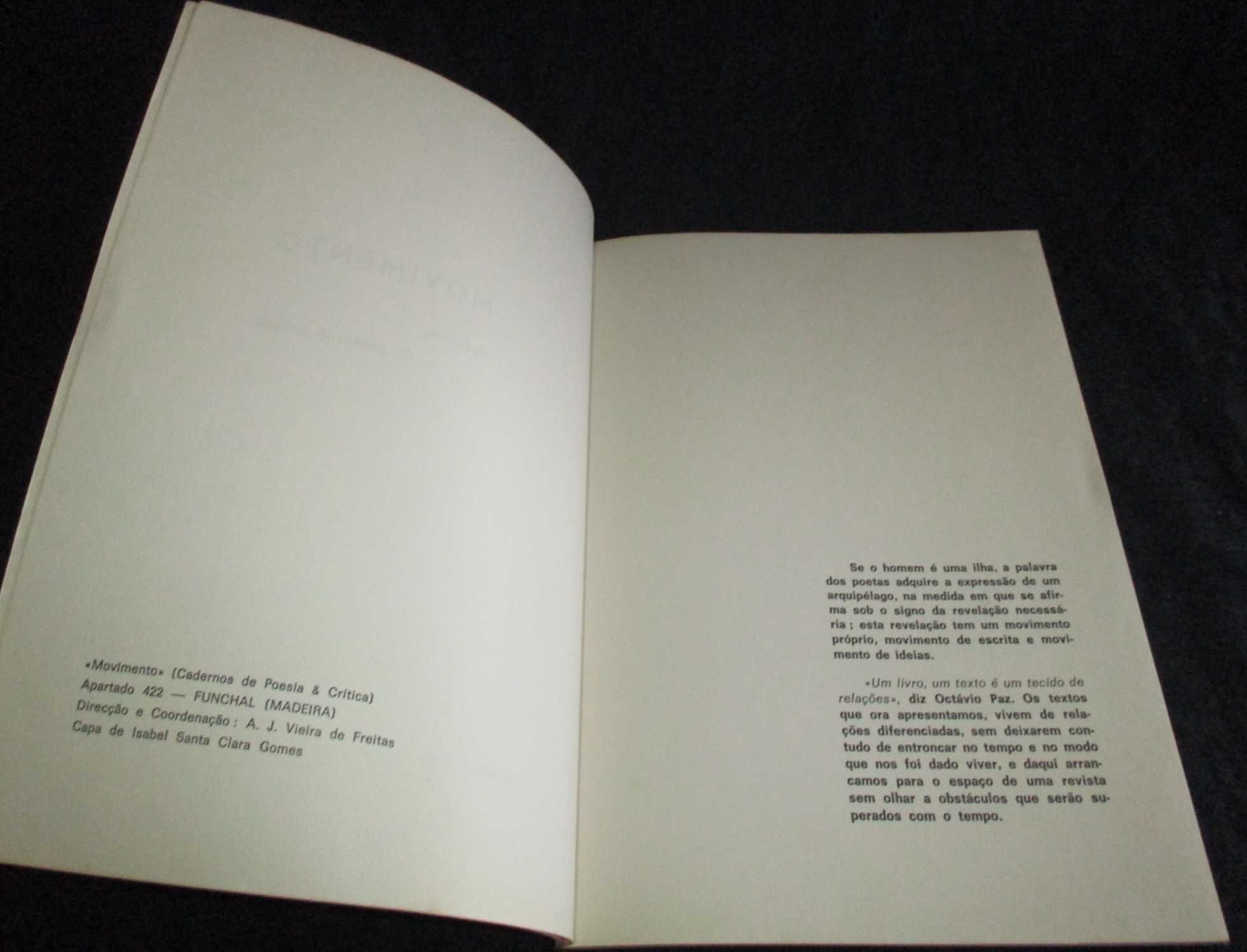 Livro Movimento Cadernos de Poesia & Crítica 1973