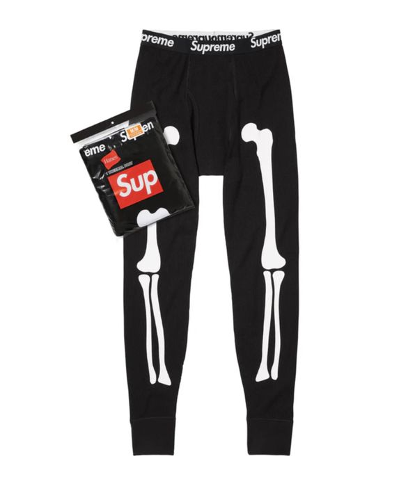 Термо Штаны Supreme Hanes Bones Thermal Pant Black Суприм Оригинал