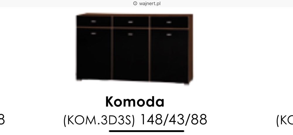 Komoda WAJNERT DOBLE czarne lakierowane fronty
