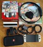 Nintendo Switch OLED duży zestaw, akcesoria, gry