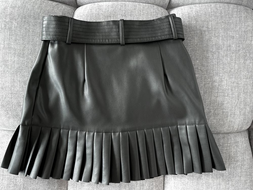 Zara skórzana plisowana mini spódniczka M Nowa Unikat