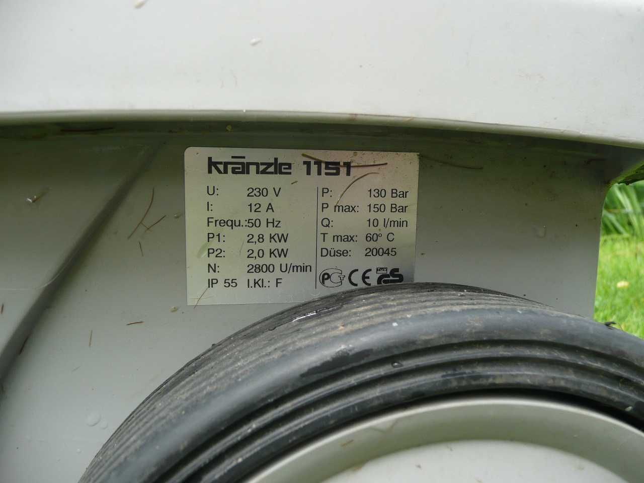 Myjka ciśnieniowa typu  karcher   kranzle 1151 + UFO + szczotka