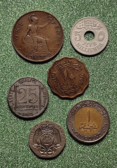 Франция, Швеция, Фарук Египет, Великобритания монета 1903, 1929, 1938