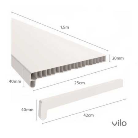 Vilo - PARAPET WEWNĘTRZNY PVC komorowy szerokość 25cm MARMUR 1,5m