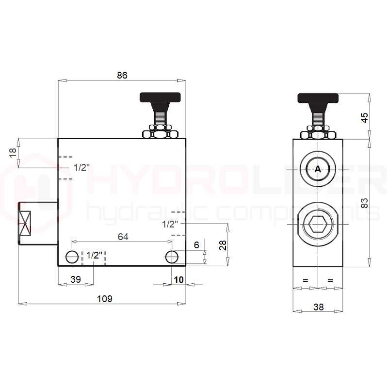 Zawór regulator przepływu VRFC3 gwinty: 1/2" przepływ max: 85L/min