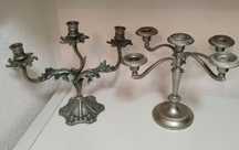 Candelabros antigos de 3 e 5 velas