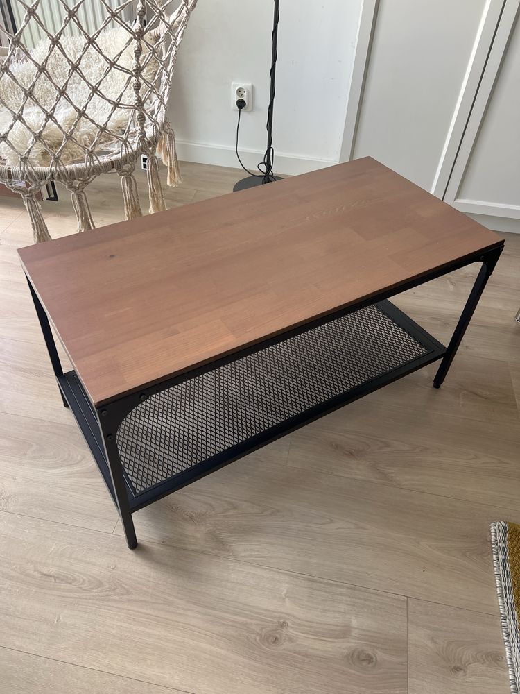 Ikea Fjallbo stolik kawowy ława czarny metal drewno