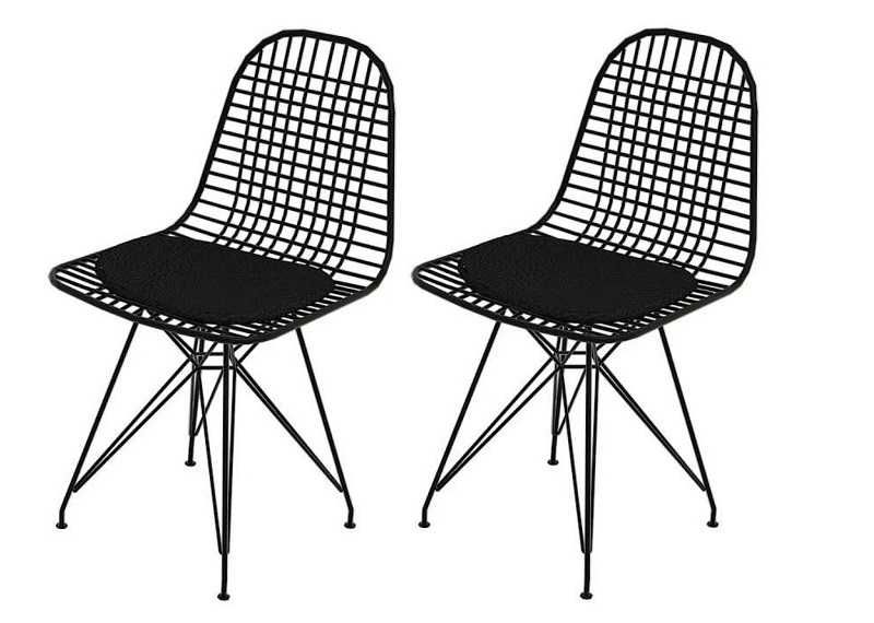 Krzesło metalowe Kafes Black 45x45x80 cm komplet 2 szt