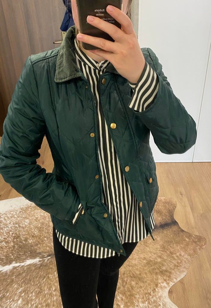 Pikowana kurtka zielona w stylu angielskim