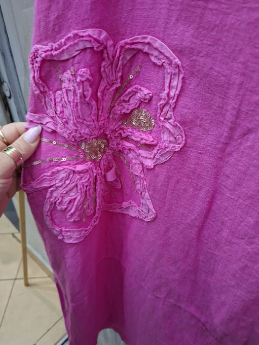 Sukienka lniana roz uniwersalny wymiary na zdjęciach