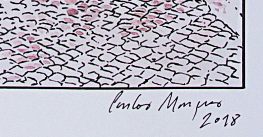 Aguarela e marcador permanente, Porta de Lisboa. Carlos Marques