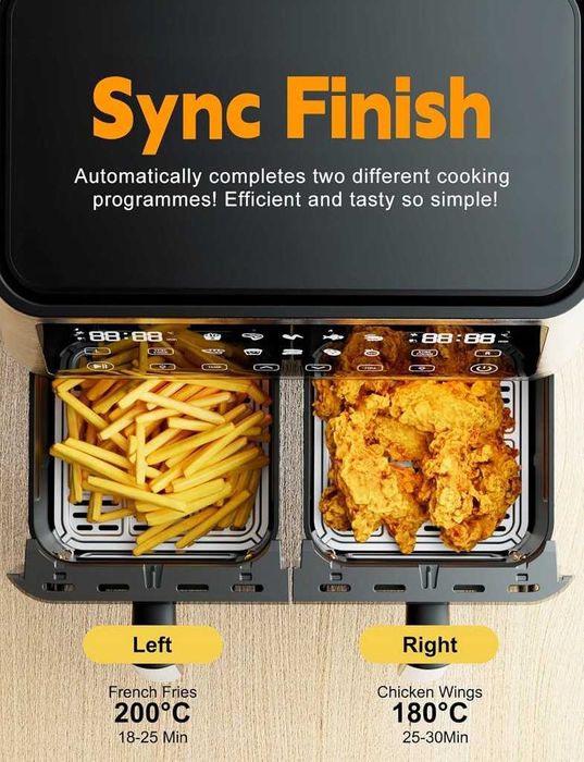 Frytkownica beztłusz Airfryer TOMANTO 10L, 2850W, 10 trybów, 200°C