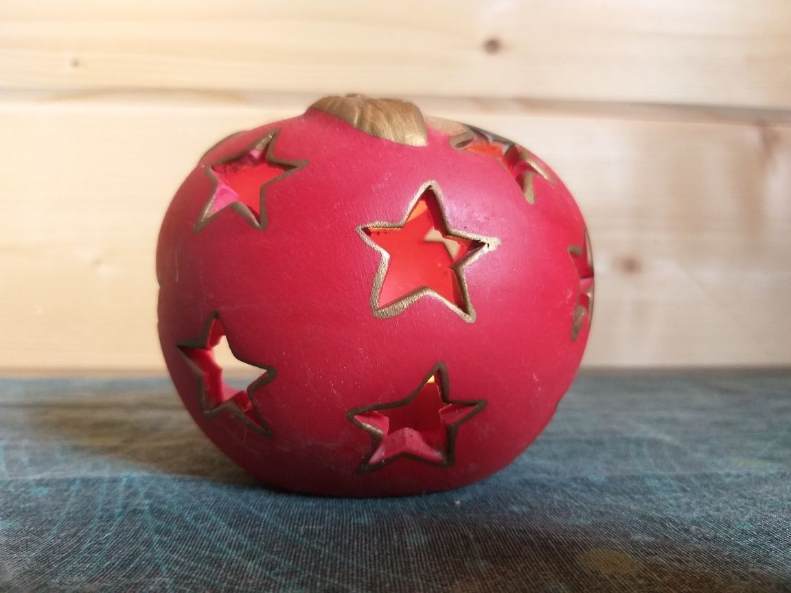 Świecznik świąteczny jabłko dekoracja święta ceramika