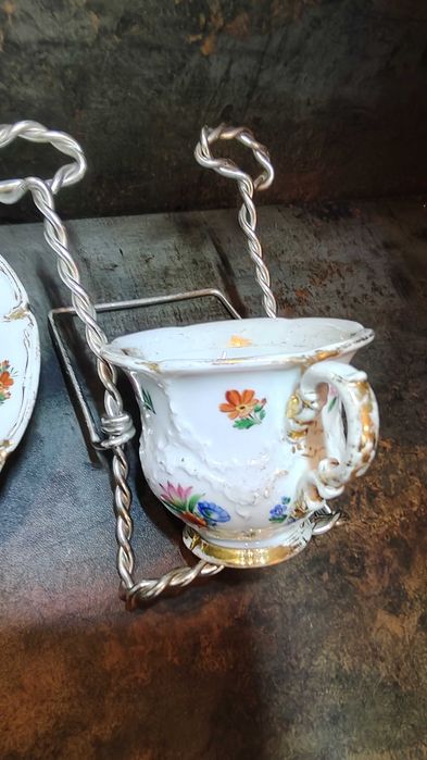 Porcelana Miśnia (Meissen), filiżanka, spodek, vintage