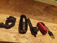 Zestaw lampek rowerowych 300 lm przednia i tylna USB wodoodporna LED