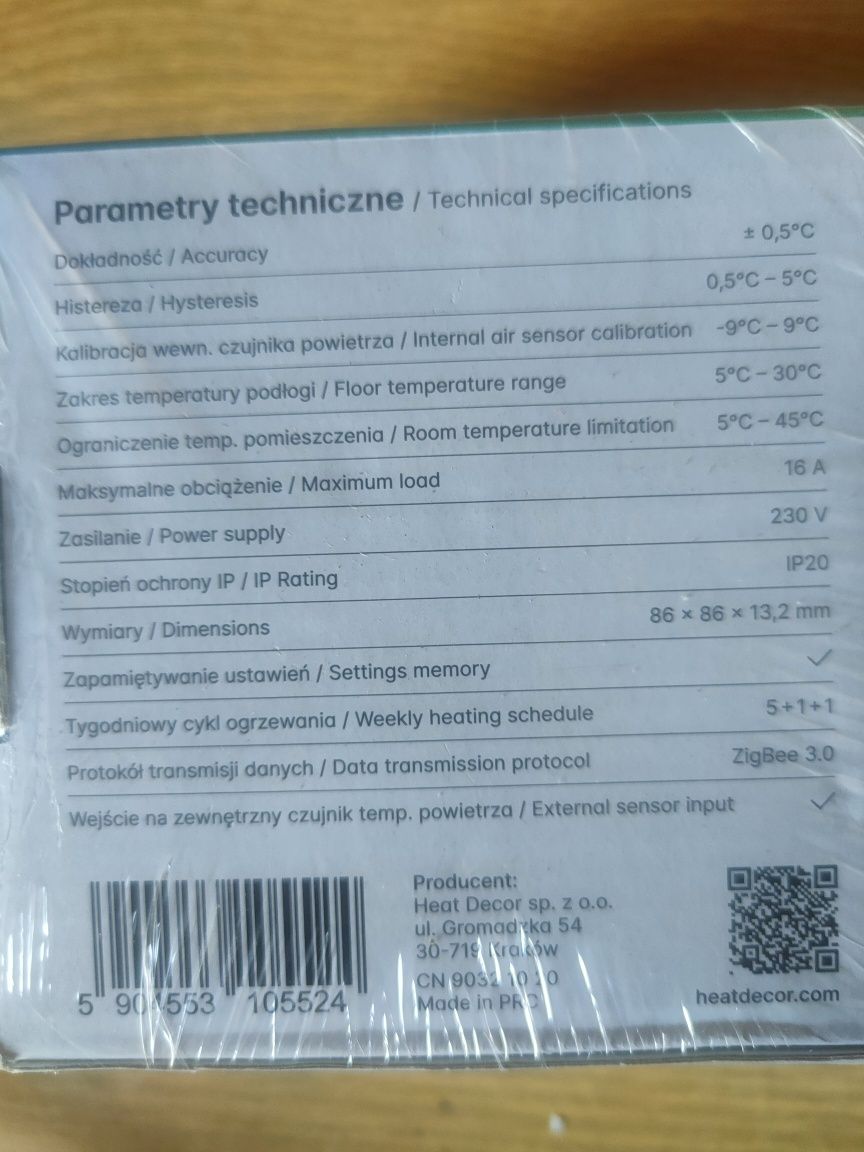 Termostat programowalny HD-T1000.W z komunikacją Zigbee 3.0 biały
