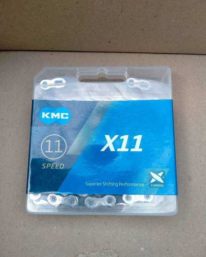 Цепь KMC X11 для 11 звезд 118 звеньев silver/black  с замком коробка