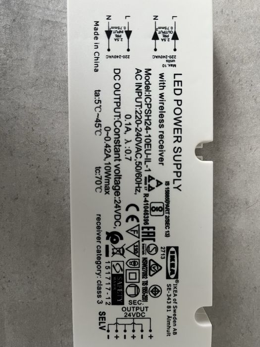 Ansulta ikea zasilacz sterownik oświetlenia