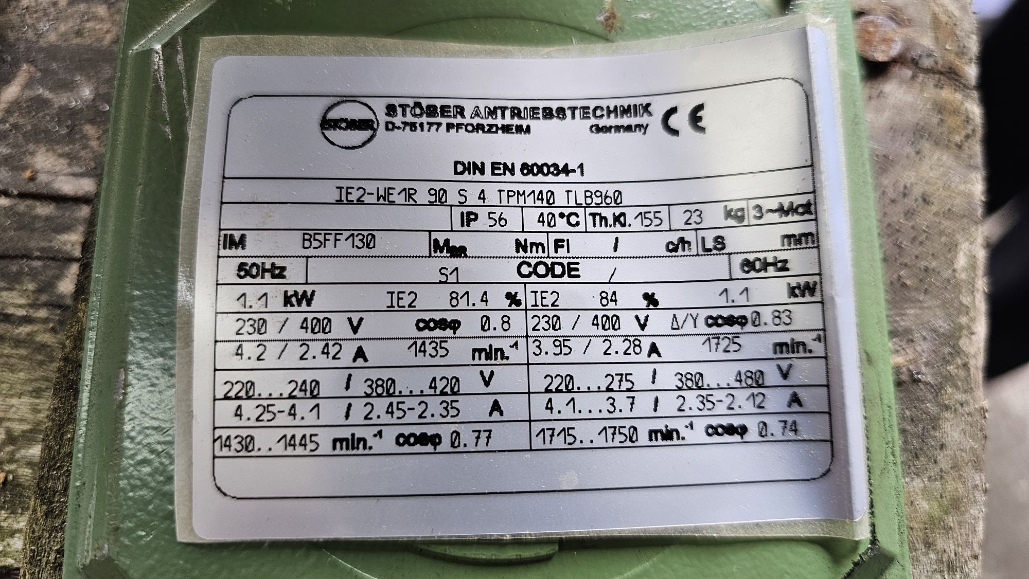 Motoreduktor Stober 1,1 kW 1435 obr/min