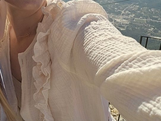 Rozpinana koszula the miracle makers kremowa M muslin vintage bufki