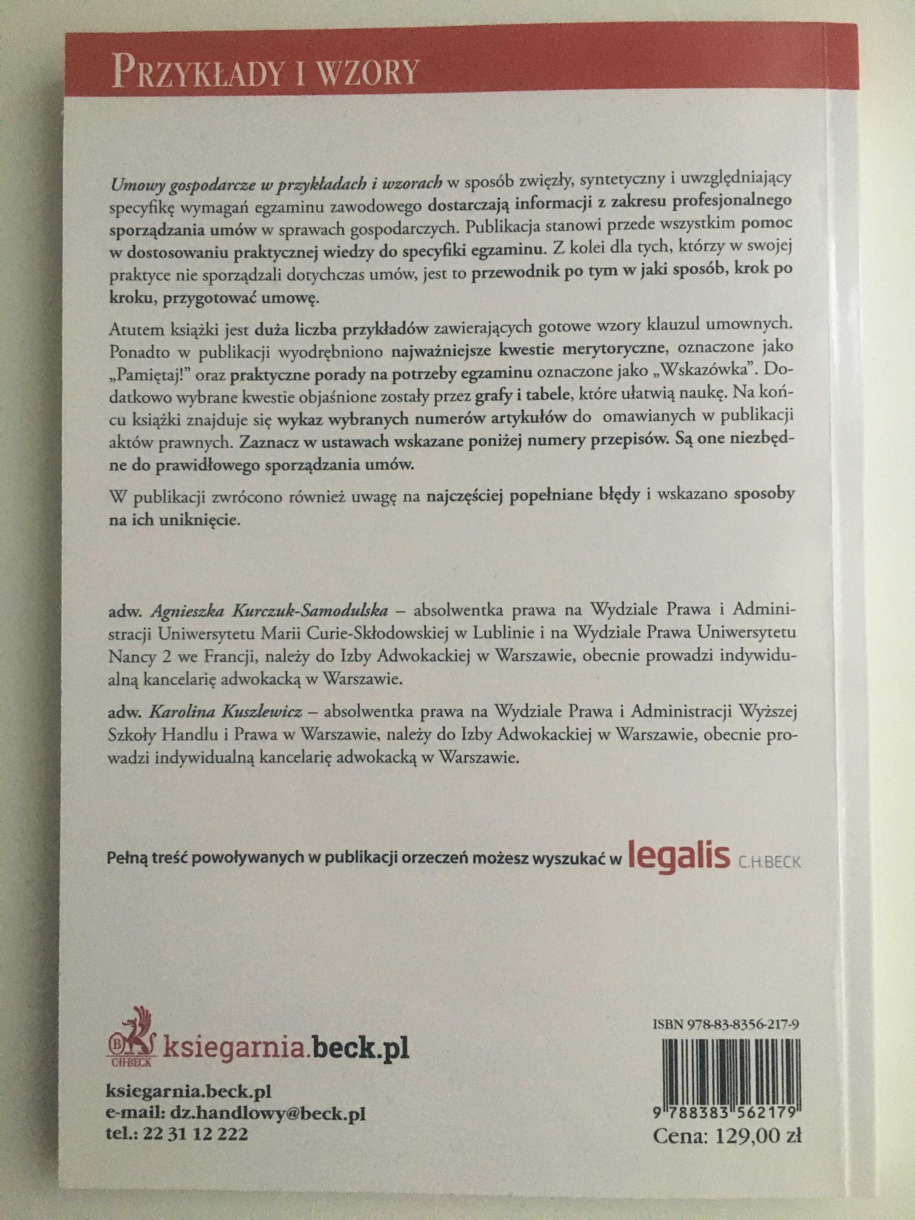 Umowy gospodarcze w przykładach i wzorach. Samodulska, 2023