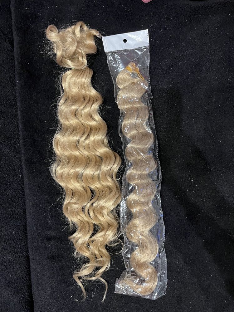 Włosy syntetyczne blond loki do przedłużania 55 cm 165g kolor 22/24