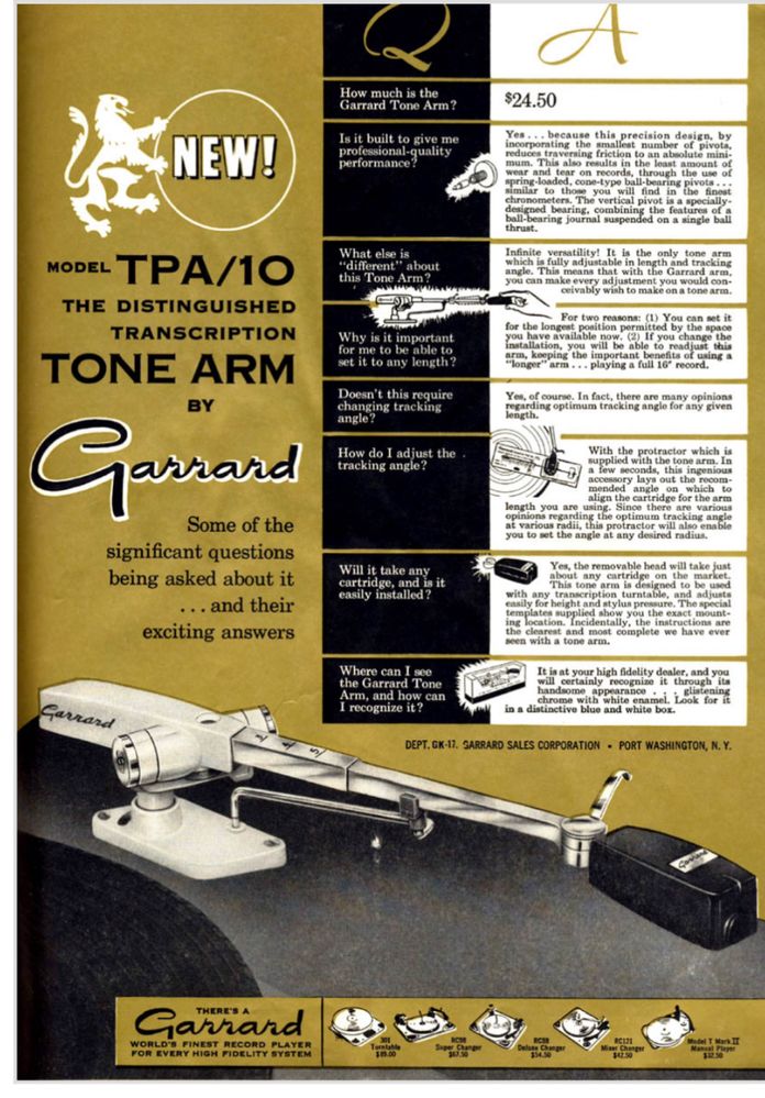 Тонарм  Garrard TPA-10 Tonearm новый.