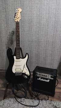 Электрогитара Fender Squier Bullet и комбоусилитель Marshall MG10CF
