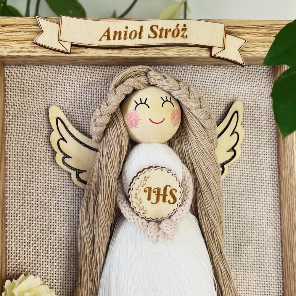 Aniołek w ramce |Pamiątka Pierwszej Komunii Świętej|