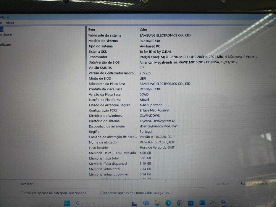 Samsung RC RC530-S04 Intel® Core™ i7 i7-2670QM - Windows 11