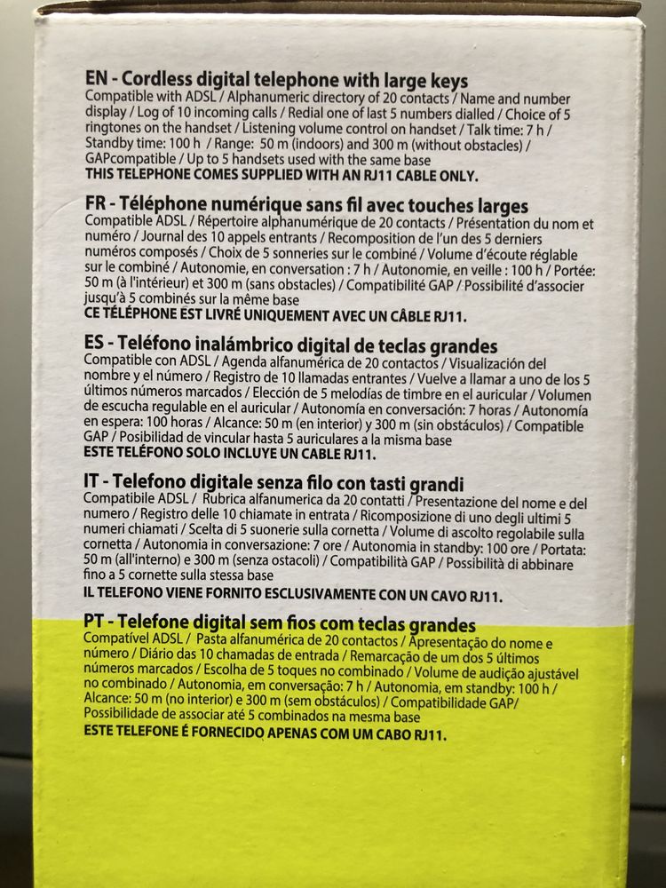 Telefone numérico sem fios branco