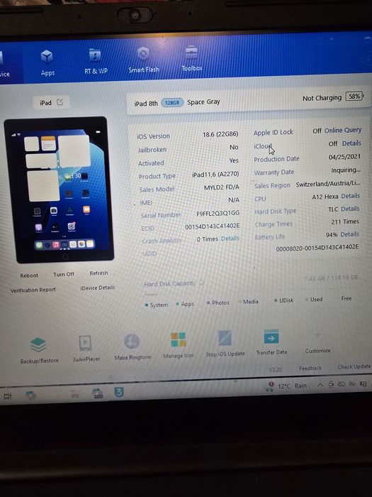 Ipad 8 128gb акумулятор 94%