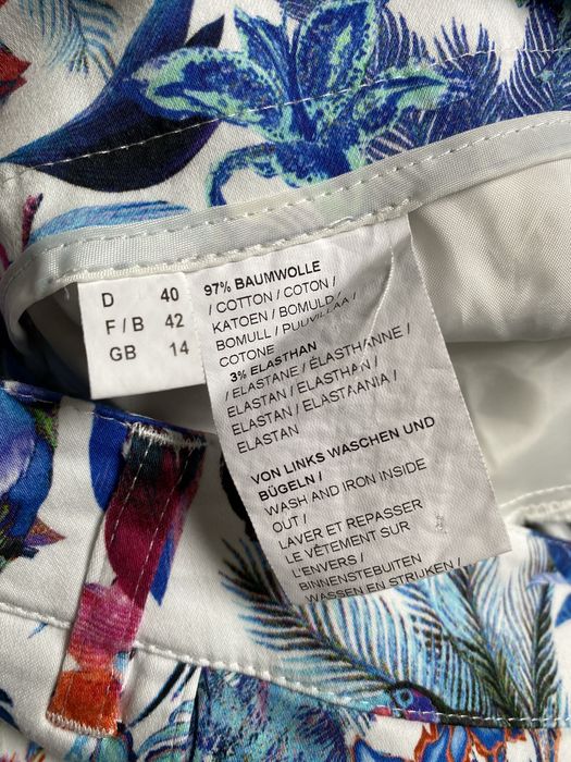 Kolorowe spodnie w kwiaty, bawełna, rozmiar 42/XL