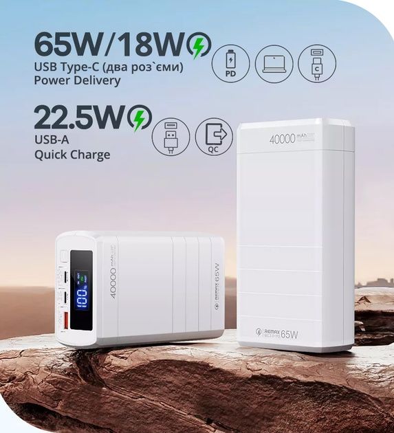 Power Bank Remax на 40000 mAh 65W