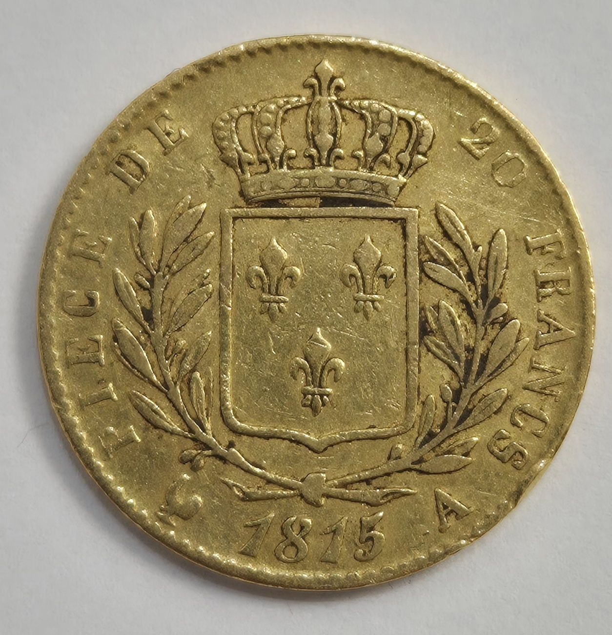 20 franków złota moneta  Francja – Ludwik XVIII Rzadsza 1815