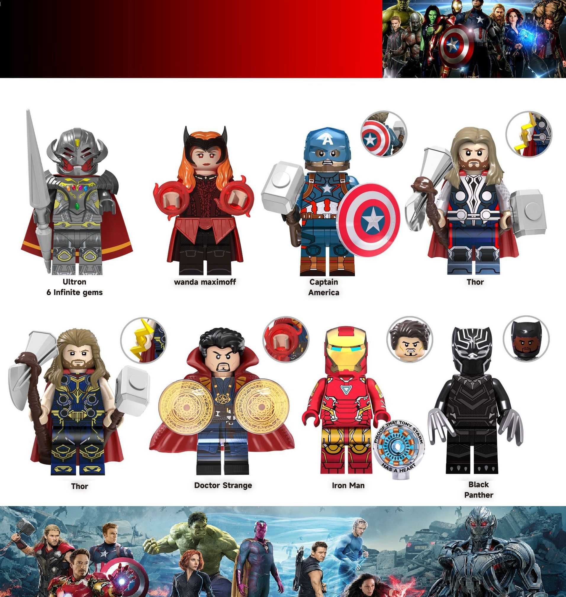 Coleção de bonecos minifiguras Super Heróis nº248 (compatíveis Lego)