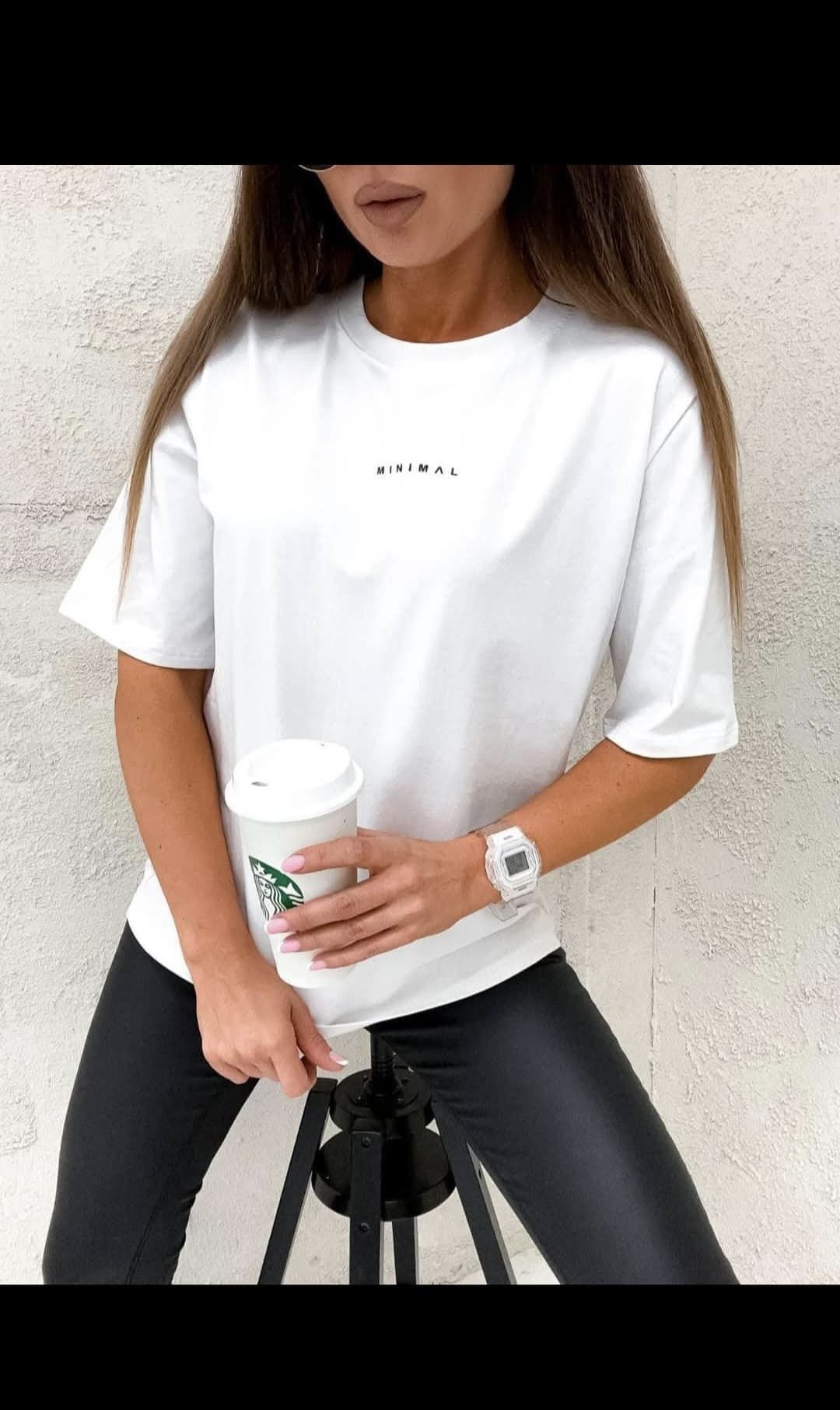 T-shirt damski biały MINIMAL rozmiar uniwersalny Bocca