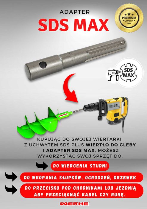Adapter Max wiertnica świder gleba studnia słupki