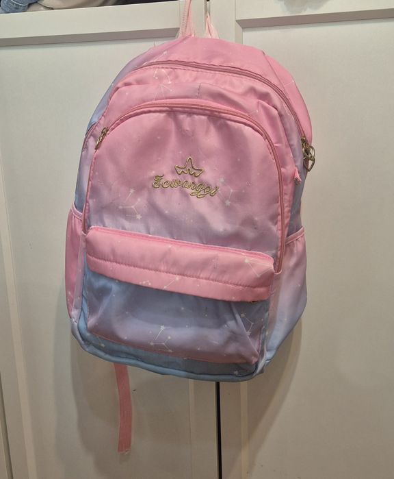 Plecak szkolny dla dziewczynki dwukolorowy tornister, różowo turkusowy