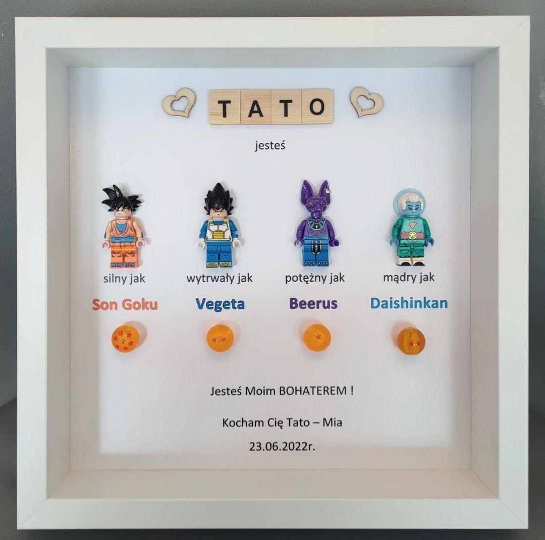 Ramka na dzień taty Dragon Ball superbohaterowie ze zdjęciem prezent
