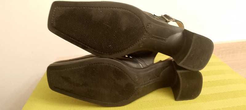 Czarne Buty skórzane Syrena
